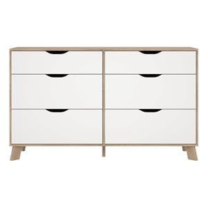 Tvilim Ikast Jackson Hickory/White 6 Drawer Double Dresser