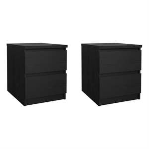 Tvilum Naia Black Woodgrain 2 Drawer Nightstand - Set of 2