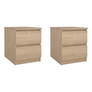 Tvilum Naia Jackson Hickory 2 Drawer Nightstand - Set of 2