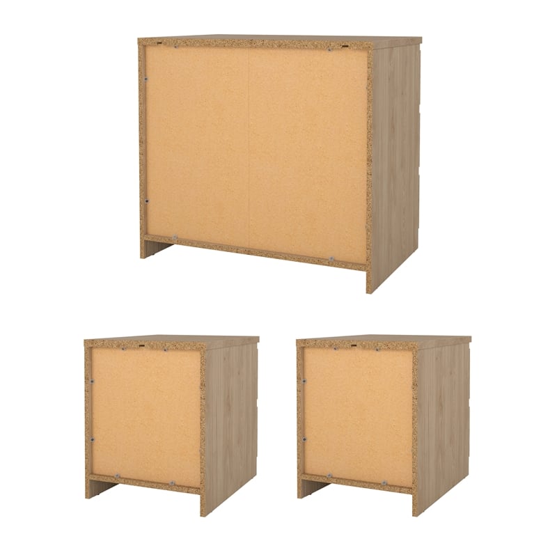 Tvilum Naia Jackson Hickory 3-Piece Bedroom Set - Chest And Nightstand Set Of 2