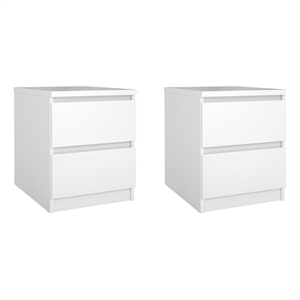 Tvilum Naia White High Gloss 2 Drawer Nightstand - Set of 2