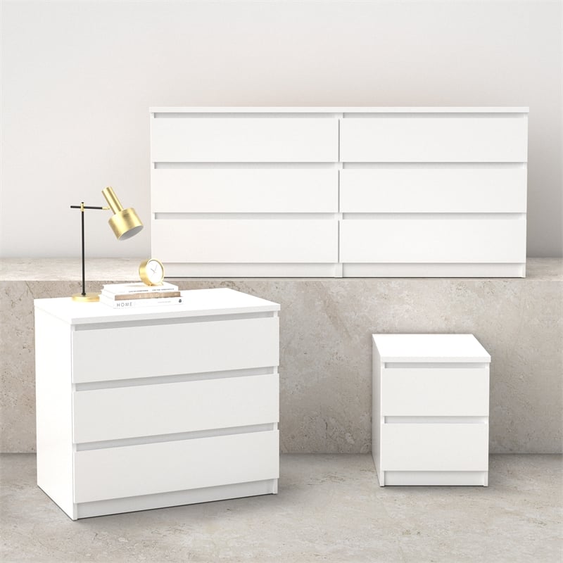 Tvilum Naia White High Gloss 3-Piece Bedroom Set