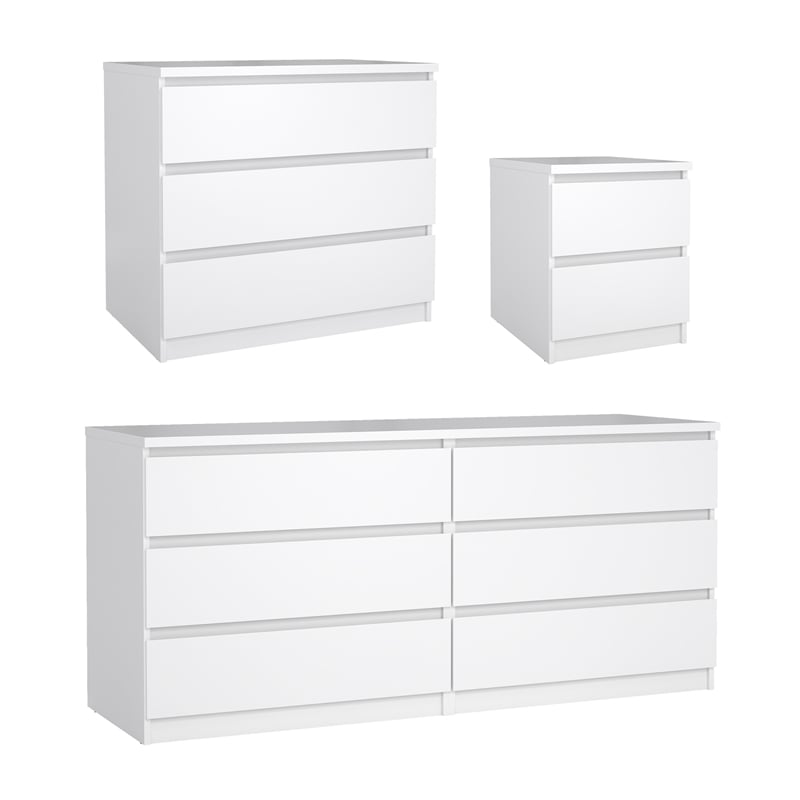 Tvilum Naia White High Gloss 3-Piece Bedroom Set