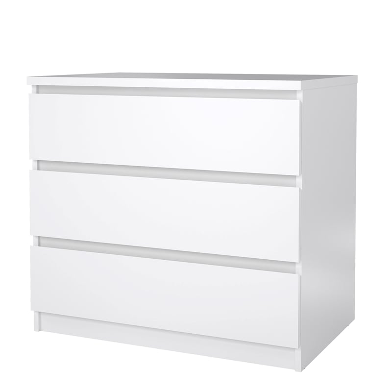 Tvilum Naia White High Gloss 3-Piece Bedroom Set - Chest And Nightstand Set Of 2