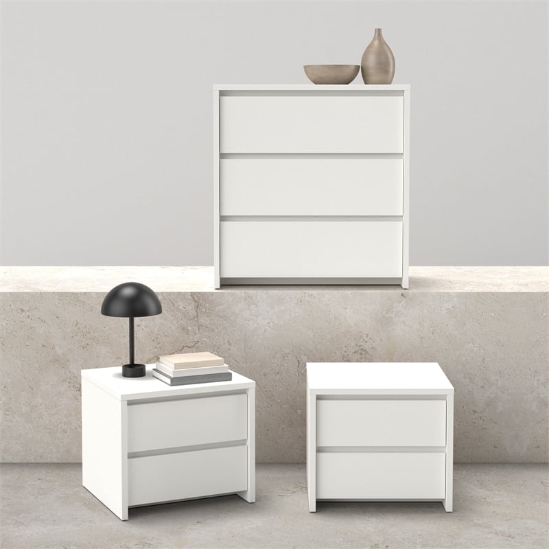 Tvilum Next White   3-Piece Bedroom Set - Chest And Nightstand Set Of 2