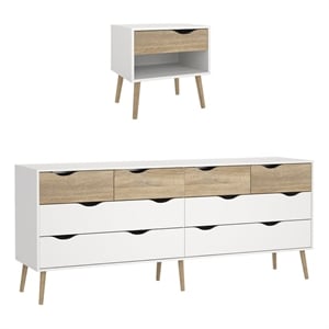 Tvilum Oslo  White/Oak 2-Piece Bedroom Set