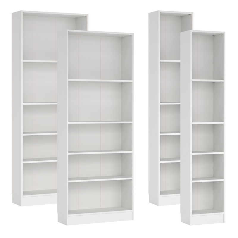 Tvilum Basic White 4-Piece Bookcase Set