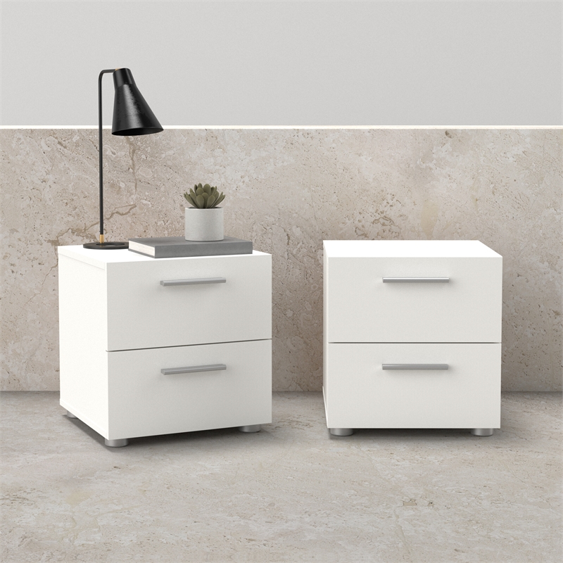 Tvilum Austin White  2 Drawer Nightstand - Set of 2