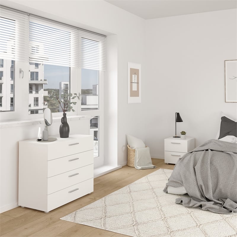Tvilum Austin White  3-Piece Bedroom Set -Chest And Nightstand Set Of 2