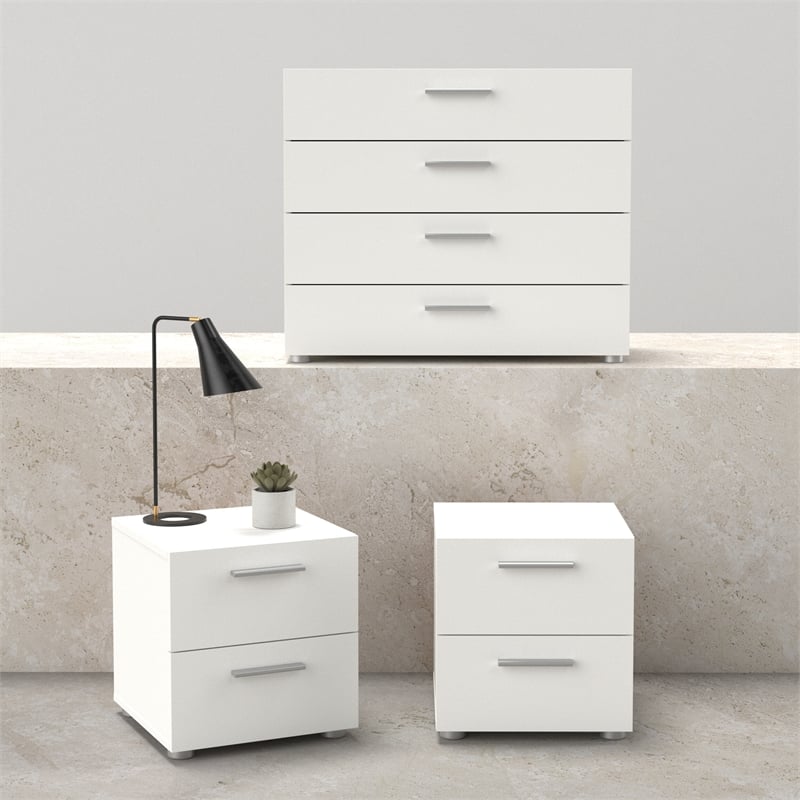 Tvilum Austin White  3-Piece Bedroom Set -Chest And Nightstand Set Of 2