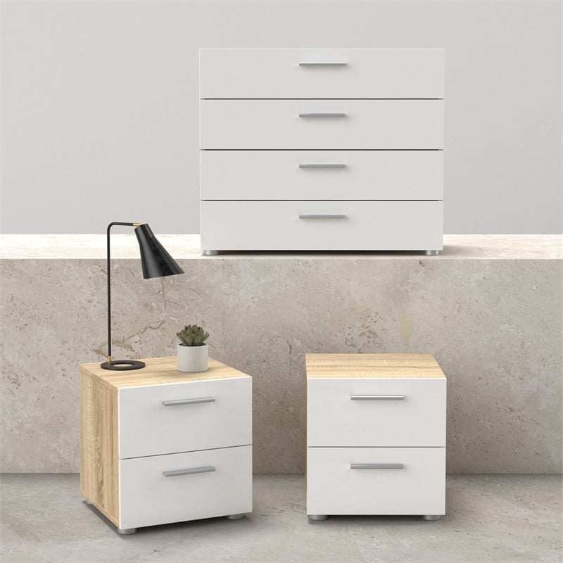 Tvilum Austin Oak/White High Gloss 3-Piece Bedroom Set