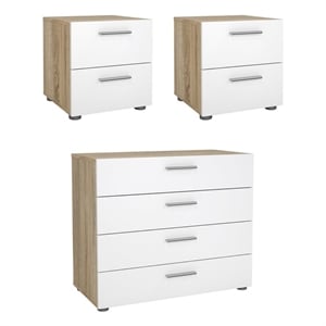 Tvilum Austin Oak/White High Gloss 3-Piece Bedroom Set
