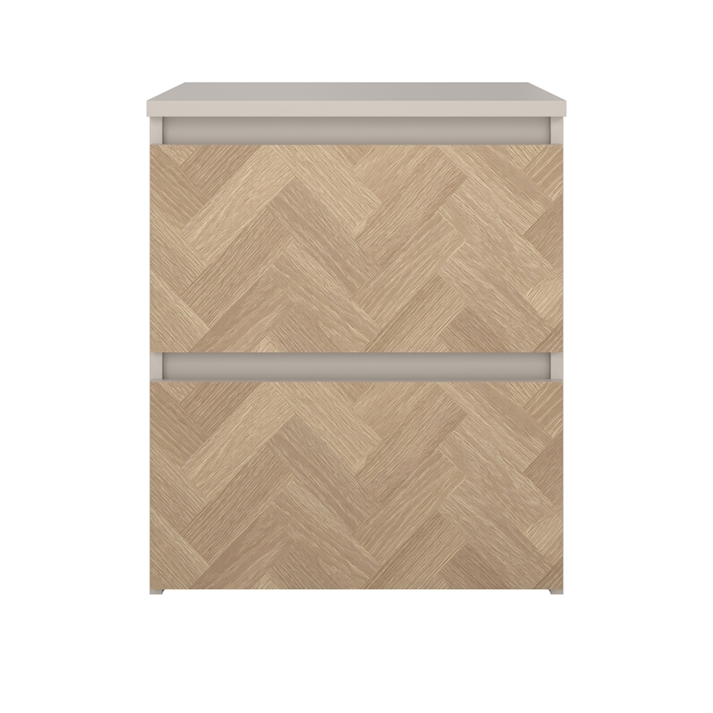 Tvilum Lima 2 Drawer Beige and Herringbone Nightstand