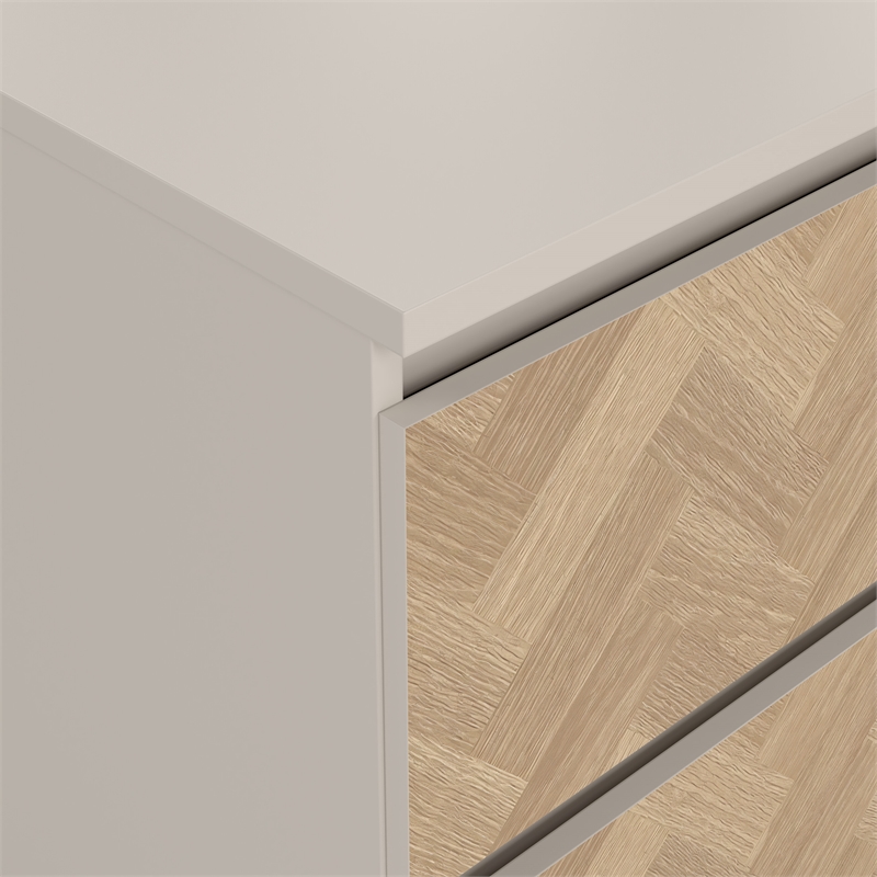 Tvilum Lima 2 Drawer Beige and Herringbone Nightstand