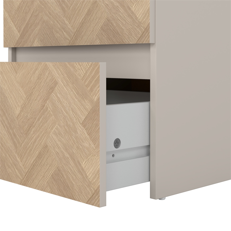 Tvilum Lima 2 Drawer Beige and Herringbone Nightstand