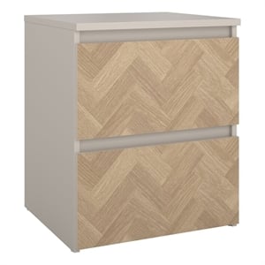 Tvilum Lima 2 Drawer Beige and Herringbone Nightstand