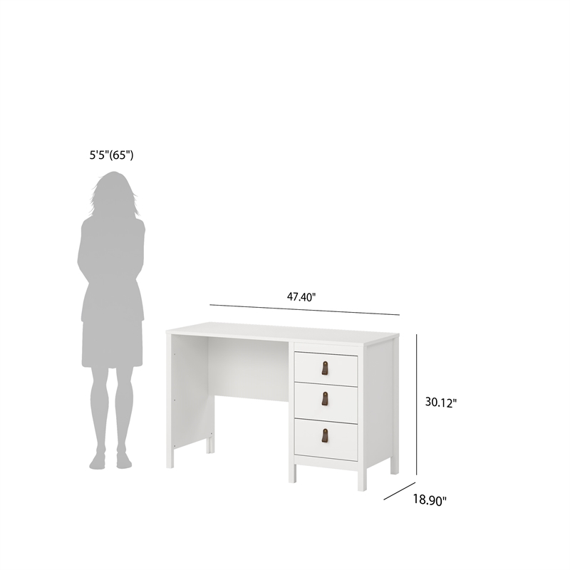 Tvilum Madrid 2-Piece Home Office Set with Desk and Bookcase in White