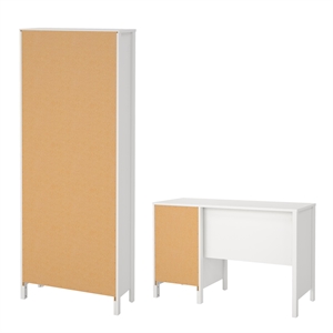 Tvilum Madrid 2-Piece Home Office Set with Desk and Bookcase in White