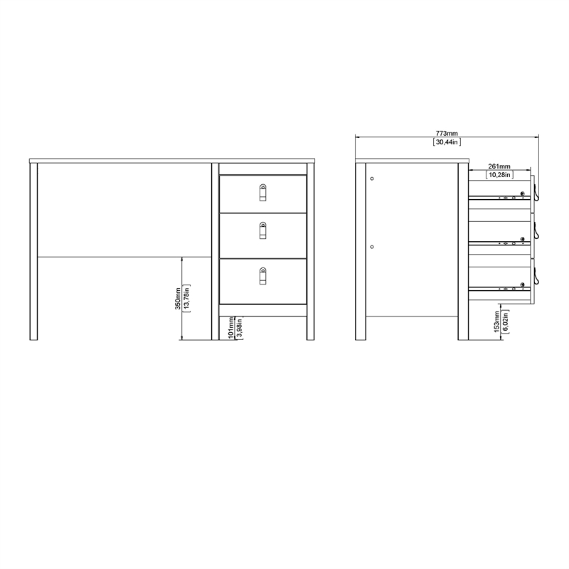 Tvilum Madrid 2-Piece Home Office Set with Desk and Bookcase in Matte Black