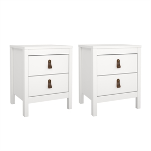 Tvilum Madrid 2 Drawer Engineered Wood Nightstand in White - Set of 2