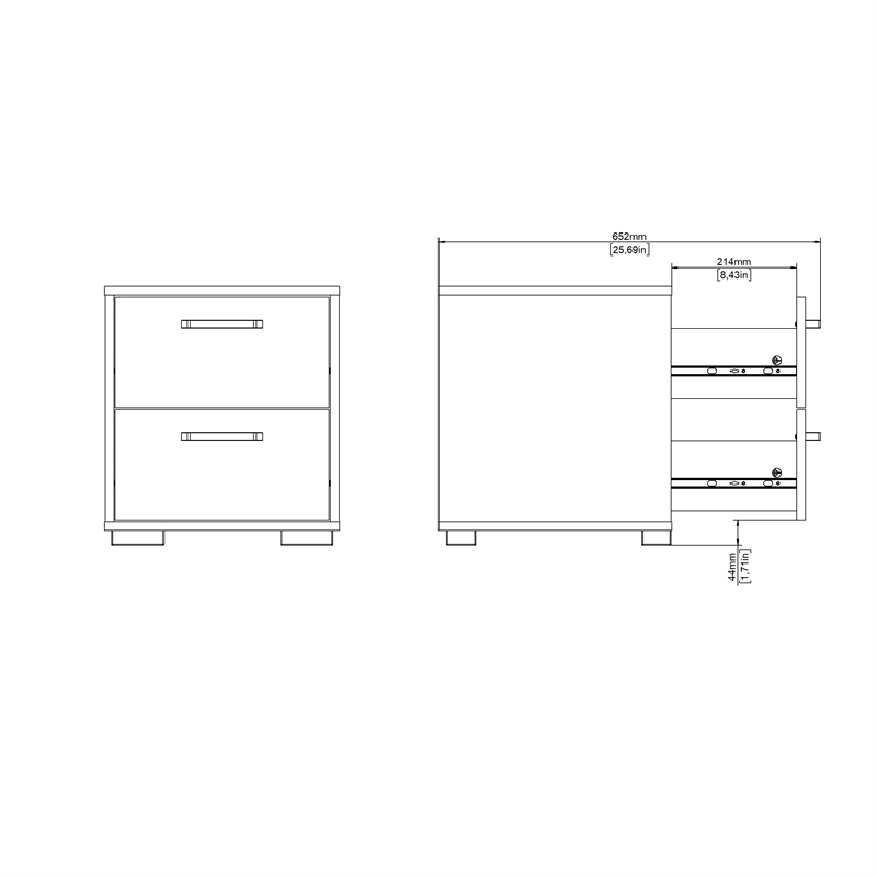 Tvilum Sofia 2 Drawer Engineered Wood Nightstand in White - Set of 2