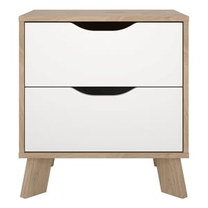 Tvilum Ikast 2 Drawer Engineered Wood Nightstand in Oak and White