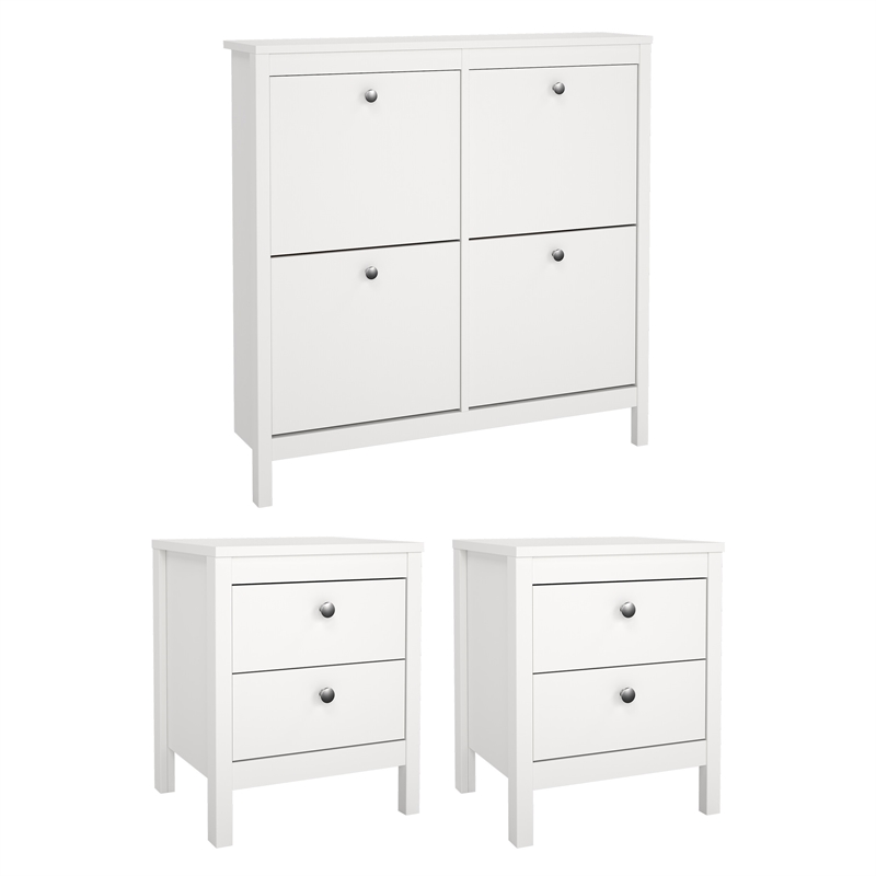Tvilum Madrid 3-Piece Engineered Wood Bedroom Set in White