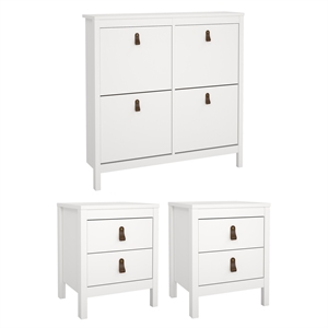 Tvilum Madrid 3-Piece Engineered Wood Bedroom Set in White