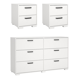 Tvilum Sofia 3-Piece Engineered Wood Bedroom Set in White