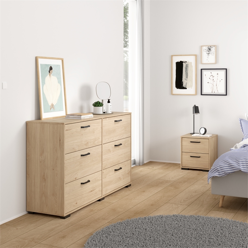 Tvilum Sofia 3-Piece Engineered Wood Bedroom Set in Oak
