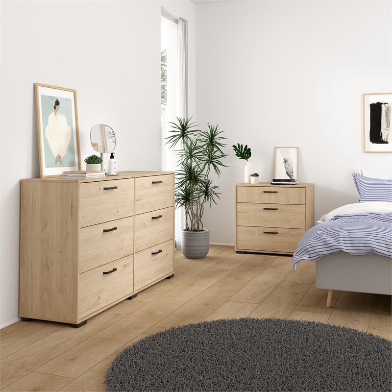 Tvilum Sofia  2-Piece Bedroom Set in Oak- 6 Drawer Double Dresser And Chest