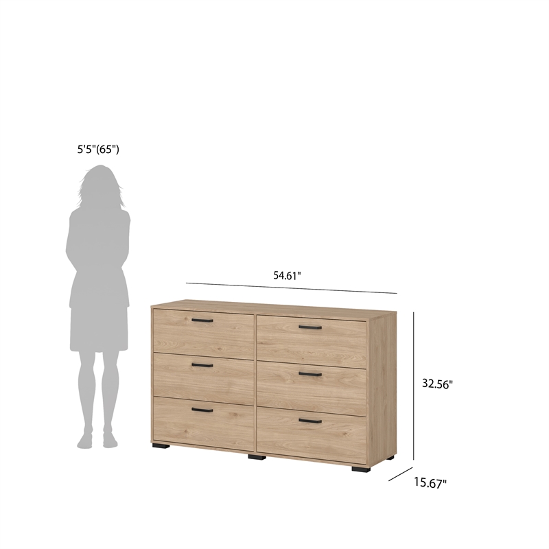 Tvilum Sofia  2-Piece Bedroom Set in Oak- 6 Drawer Double Dresser And Chest
