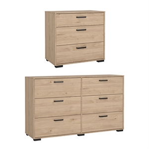Tvilum Sofia  2-Piece Bedroom Set in Oak- 6 Drawer Double Dresser And Chest