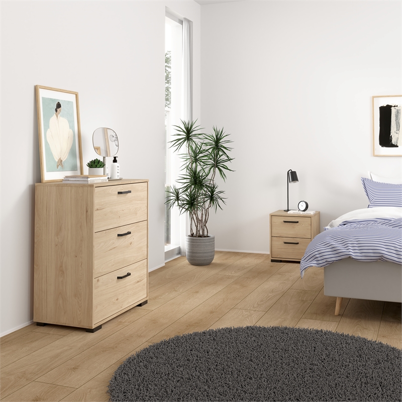 Tvilum Sofia 3-Piece Engineered Wood Bedroom Set in Oak