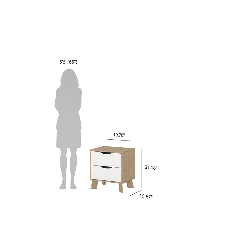 Tvilum Ikast 3Pc Engineered Wood Bedroom Set in Oak and White