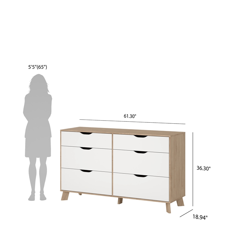 Tvilum Ikast 3Pc Engineered Wood Bedroom Set in Oak and White