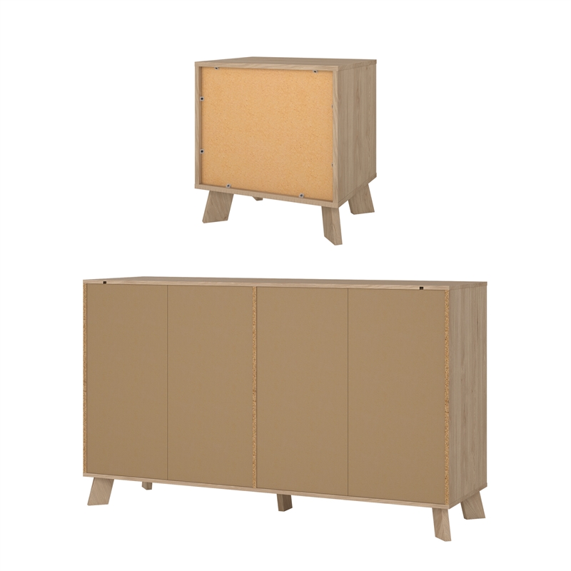 Tvilum Sofia 2Pc Engineered Wood Bedroom Set in Oak and White