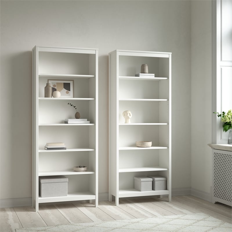 Tvilum Madrid 2-Piece Engineered Wood White Bookcase Set