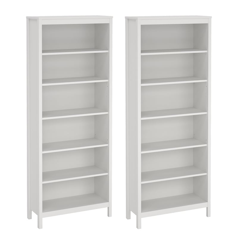 Tvilum Madrid 2-Piece Engineered Wood White Bookcase Set