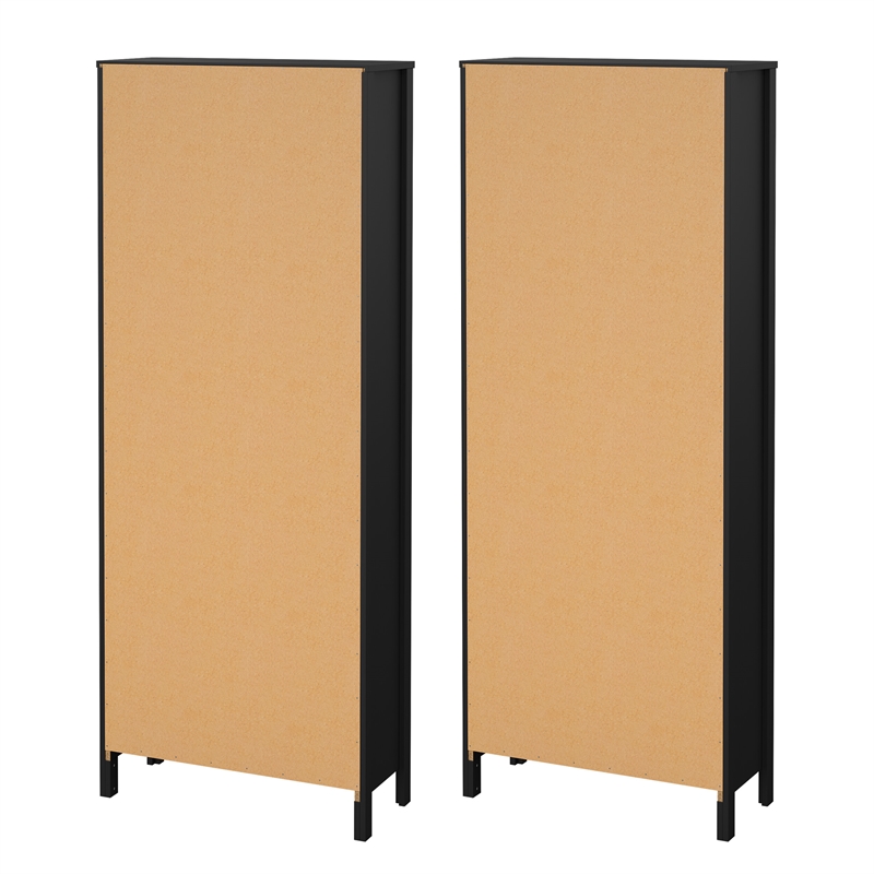 Tvilum Madrid 2-Piece Engineered Wood Matte Black Bookcase Set