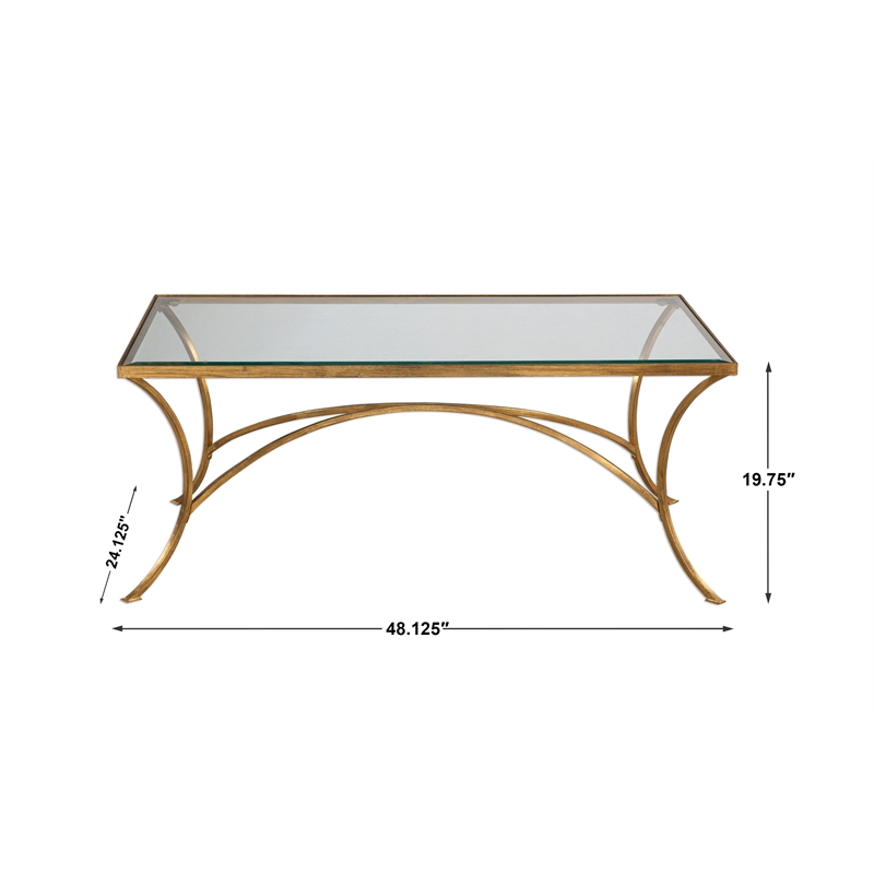 Uttermost Alayna Contemporary Metal and Wood Coffee Table in Gold