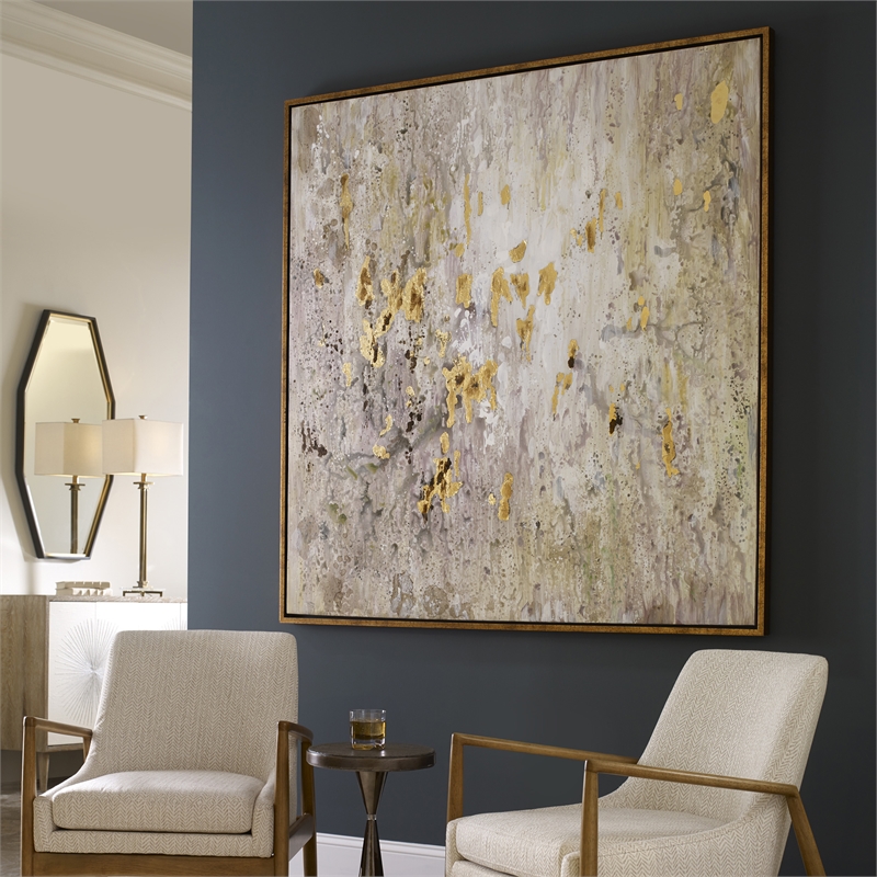 Uttermost Golden Raindrops Firwood and PU Abstract Art in Multi-Color