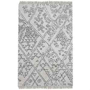 Uttermost Campo 108x144&quot Contemporary Cotton Rug in Ivory and Black