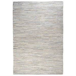 Uttermost Nyala 60x96&quot Recycled Leather and Hemp Rug in Light Beige