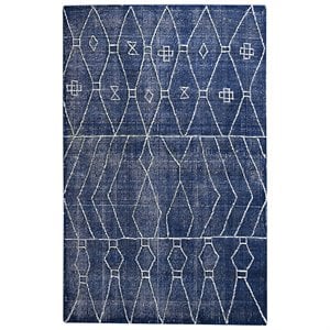 Uttermost Fressia 60x96&quot Coastal Hand Woven Wool Rug in Indigo Blue