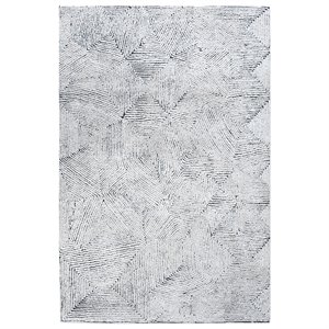 Uttermost Maze 96x120&quot Hand-tufted Wool Rug in Ivory and Denim Blue
