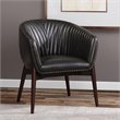 Uttermost Anders Faux Leather and Wood Accent Chair in Black and Brass