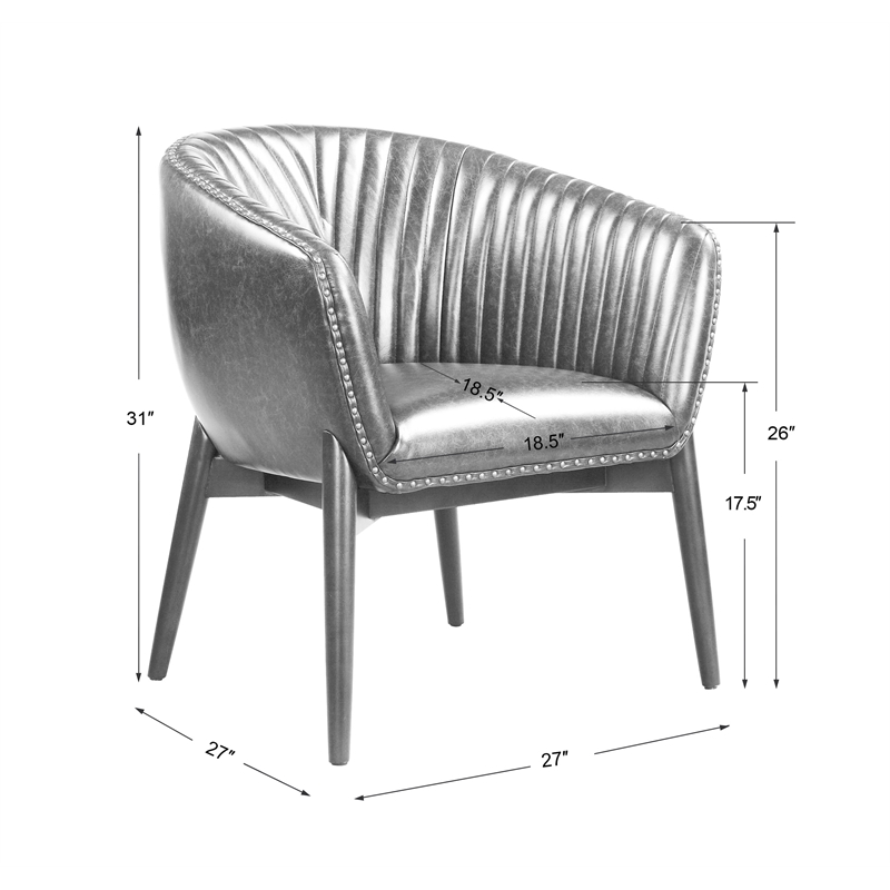 Uttermost Anders Faux Leather and Wood Accent Chair in Black and Brass