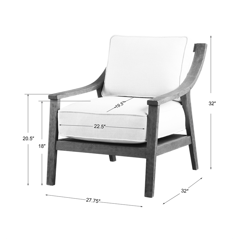 Uttermost Lyle Coastal Wood and Fabric Accent Chair in Walnut and Beige