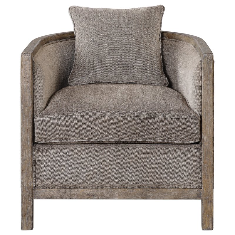 Uttermost Viaggio Contemporary Wood and Fabric Accent Chair in Gray